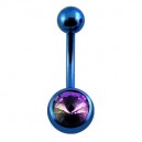 
Nombril Titane Anodis&eacute; Bleu Fonc&eacute; Diamant Violet