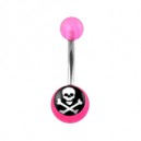 
Nombril Acrylique Transparent Rose T&ecirc;te de Mort