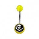 
Nombril Acrylique Transparent Jaune T&ecirc;te de Mort