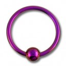 
Labret / Anneau Titane Anodis&eacute; Rose fermeture Boule