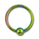 
Labret / Anneau Titane Anodis&eacute; Multicolore fermeture Boule