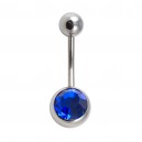
Nombril Acier 316L Diamant Strass Bleu Marine