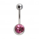 
Nombril Acier 316L Diamant Strass Rose