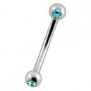 Arcade Acier 316L Deux Diamants Strass Turquoise