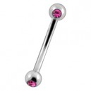Arcade Acier 316L Deux Diamants Strass Rose