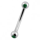 Arcade Acier 316L Deux Diamants Strass Vert Fonc&eacute;