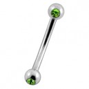 Arcade Acier 316L Deux Diamants Strass Vert Clair