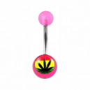 
Nombril Acrylique Transparent Rose Cannabis